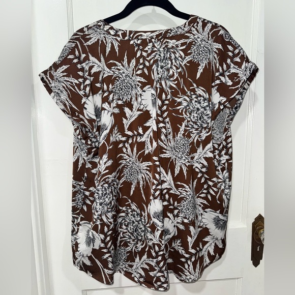 Worn one time only chocolate button neck blouse - Picture 3 of 8